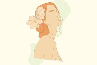 do minimalist custom vector art feminine illustration hand drawn line art logo
