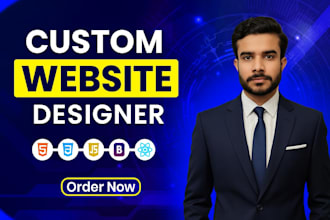design a modern custom website using HTML, CSS, js, bootstrap, and react
