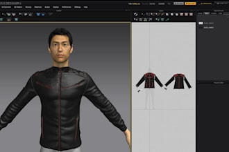 create a 3d puffer or leather jacket for product visualization and ecommerce