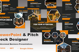 design investor pitch deck, business pitch decks and powerpoint presentation