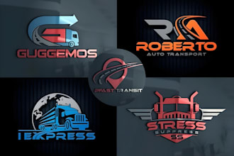 do a creative transport logistics trucking cargo and moving business logo