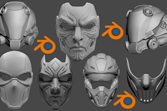 create 3d helmet 3d mask on mask 3d armor cosplay prop model for 3d printing