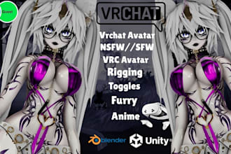 custom 3d vrchat avatar, vrc avatar, vr character, furry avatar, nsfw 3d model