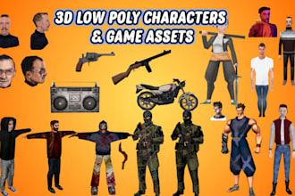 create 3d low poly psx ps1 ps2 game characters low poly animations, loop videos
