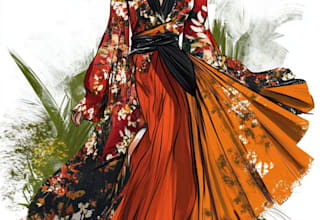 draw a fashion or editorial illustration, sketch, commercial