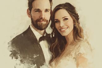 design couple portrait wedding portrait illustration
