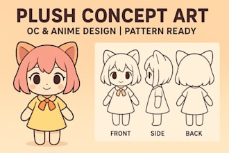 plushie concept art toy design oc plush stuffed animal doll pattern cute anime