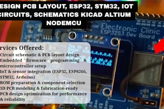 design pcb layout, esp32, stm32, iot circuits, schematics kicad altium nodemcu
