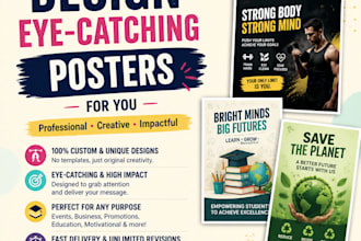 design professional canva posters, flyers, cards and brochures