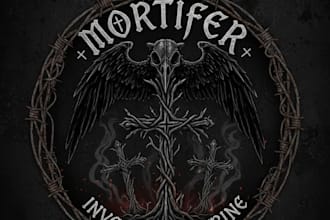 design a metal band logo with inverted cross motifs