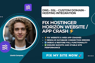 fix hostinger horizons website webapp crash issue fix database connection errors