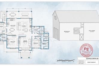 be your architect for barndominium pole barn  floor plan with stamp for approval