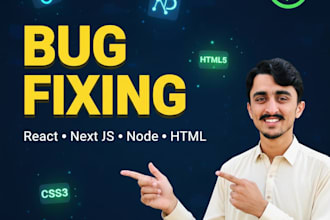 fix HTML, CSS, javascript, react js, and next js bugs fast