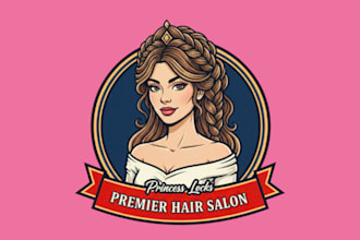 draw modern girls hair style mascot logo with 1 day delivery