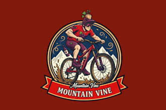 make awesome bike race wine mountain bike mascot logo