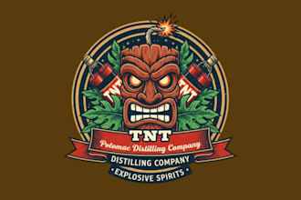 design  tiki tnt potomac distilling company mascot logo design