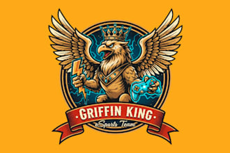 draw wonderful griffin king e sport mascot logo design