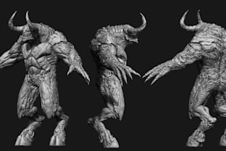 design 3d fantasy beings or creatures,monster models,3d realistic animal,zbrush