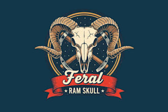 draw outstanding ram skull mascot logo with express delivery