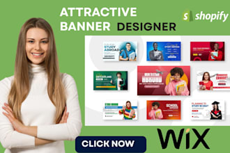 design professional wix banner website banner and shopify banner