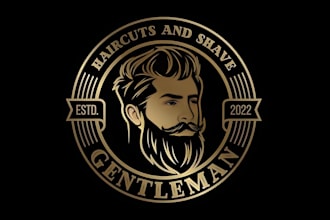 creative barber logo with scissors, razors and classic elements