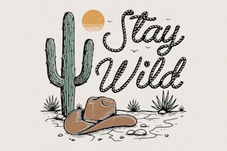 create illustration vintage style western, cowboy
