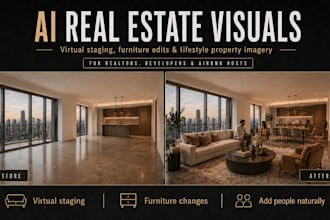 create ai real estate visuals, virtual staging marketing images or video