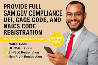 provide full sam gov, compliance, uei, cage code, naics code registration