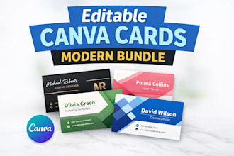 editable canva business card templates  modern bundle