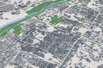 design landscape architecture, urban layout, topographic map, aerial  rendering