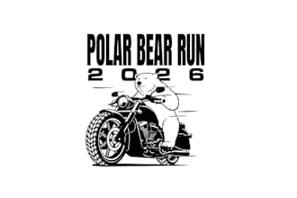 design polar bear motorcycle run logo