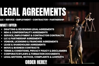 draft legal agreement, lawsuit, nda, legal motion, contract document, affidavit