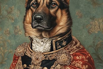draw your pet into pet portrait illustration