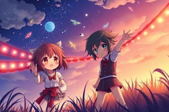 design an eye catching anime banner for youtube, twitch