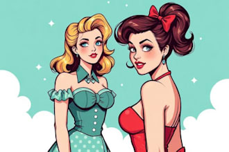 draw a pin up girl and pin up girl character art