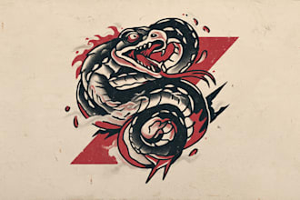 create traditional tattoo,logo design old school