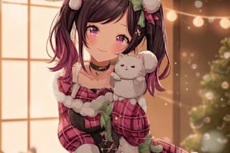 draw anime illustration character for fanart, pfp, vtuber and christmas gift