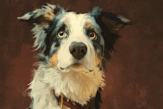 draw cool and cute portrait of your pet