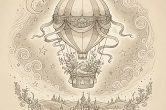 create a dreamy vintage hand drawn illustration