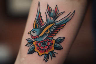 create custom logo old school traditional tattoo design