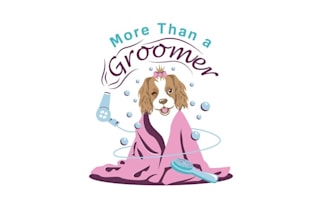 design feminine powerful looking dog grooming logo