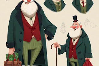 freehand style christmas character