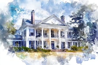 draw cartoony watercolor house