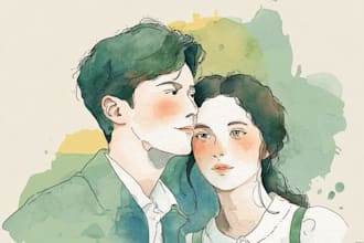 create amazing watercolor couple portraits