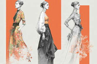 draw fashion collection, illustration or sketch