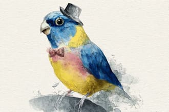paint a bird, animal, insect illustration on watercolor