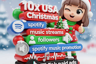 10x USA christmas music stream followers spotify music promotion tiktok paid ads