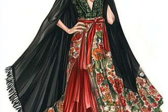 draw a digital fashion illustration