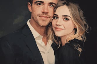 draw couple portrait illustration