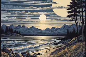 create awesome linocut illustration or linocut imitation